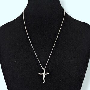 Swirling CZ Cross Pendant Necklace